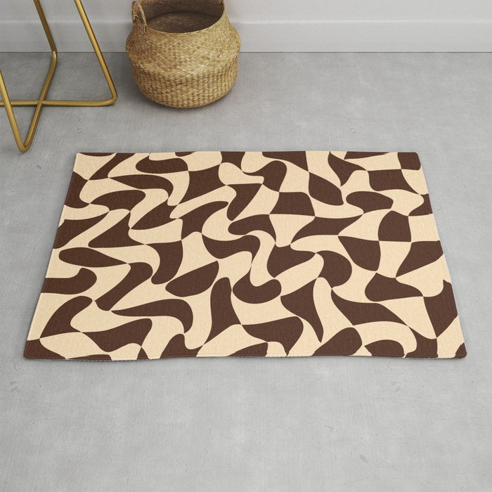 Wavy Checkerboard in Brown & Cream Rug Gallery Image 1