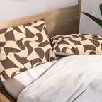 Wavy Checkerboard in Brown & Cream Pillow Sham Gallery Image 2