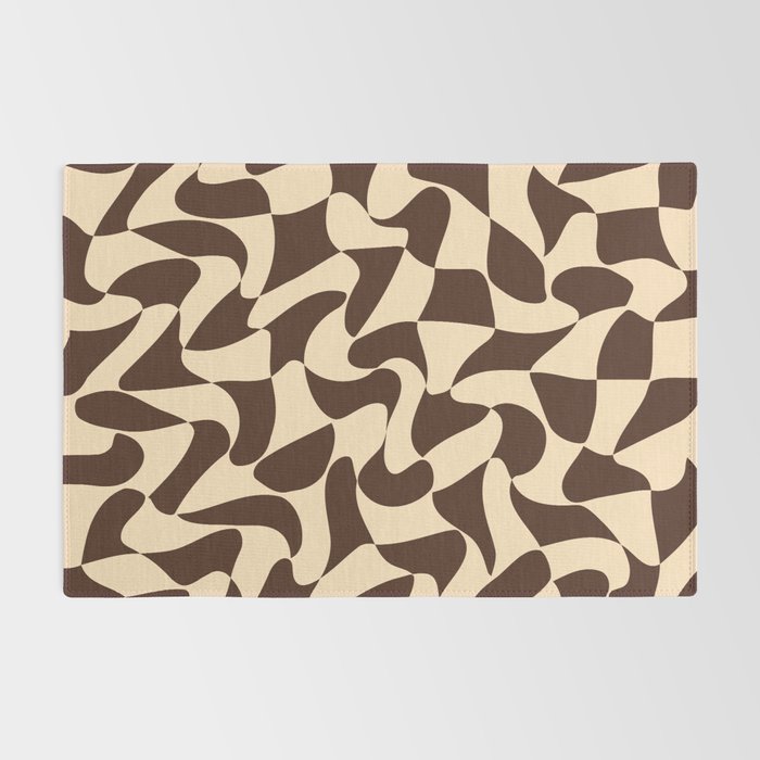 Wavy Checkerboard in Brown & Cream Rug Gallery Image 2