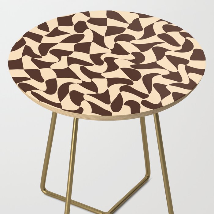 Wavy Checkerboard in Brown & Cream Side Table Gallery Image 2