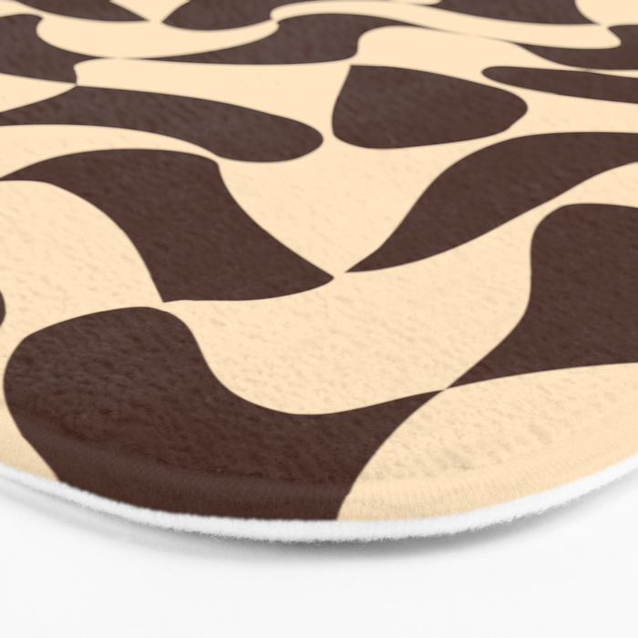 Wavy Checkerboard in Brown & Cream Bath Mat Gallery Image 3