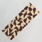 Wavy Checkerboard in Brown & Cream Yoga Mat Gallery Image 1