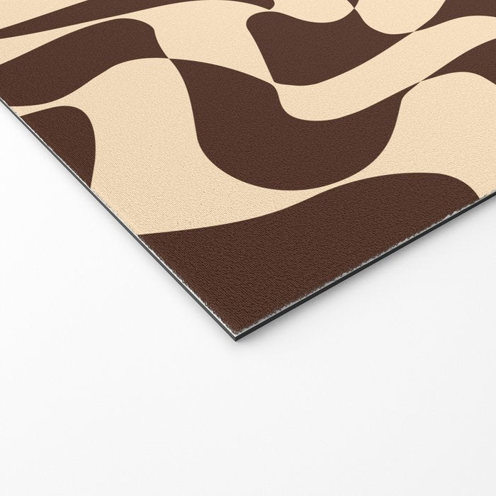 Wavy Checkerboard in Brown & Cream Welcome Mat Gallery Image 2