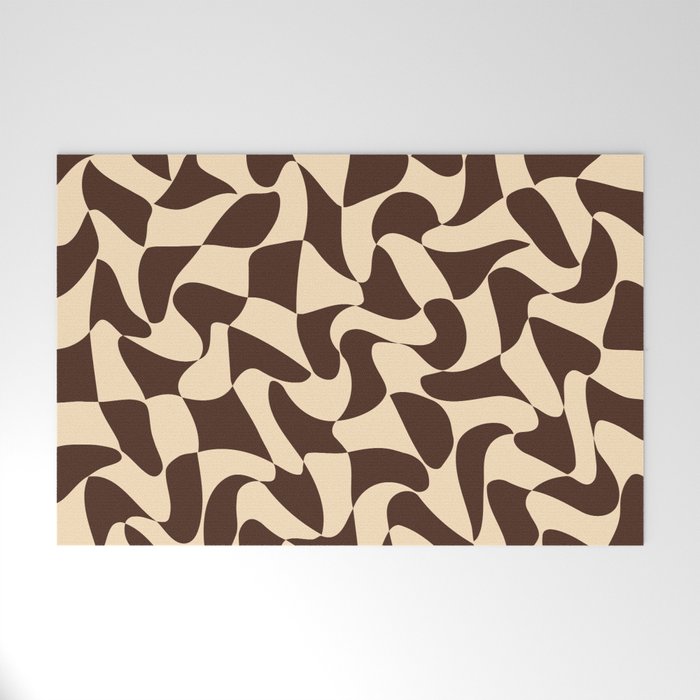 Wavy Checkerboard in Brown & Cream Welcome Mat Gallery Image 1