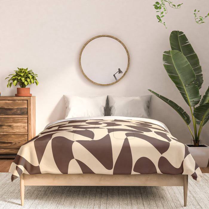 Wavy Checkerboard in Brown & Cream Comforter Gallery Image 3