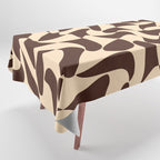 Wavy Checkerboard in Brown & Cream Tablecloth Gallery Image 1
