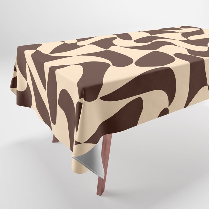 Wavy Checkerboard in Brown & Cream Tablecloth Gallery Image 1