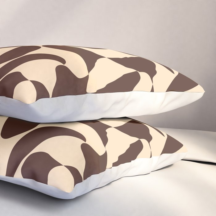 Wavy Checkerboard in Brown & Cream Pillow Sham Gallery Image 3