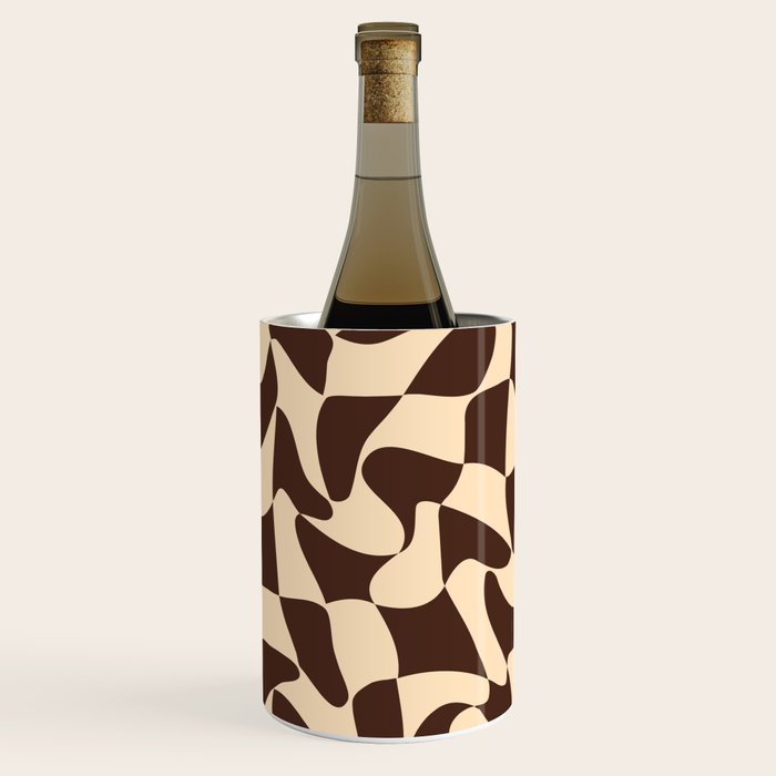 Wavy Checkerboard in Brown & Cream Wine Chiller Gallery Image 2