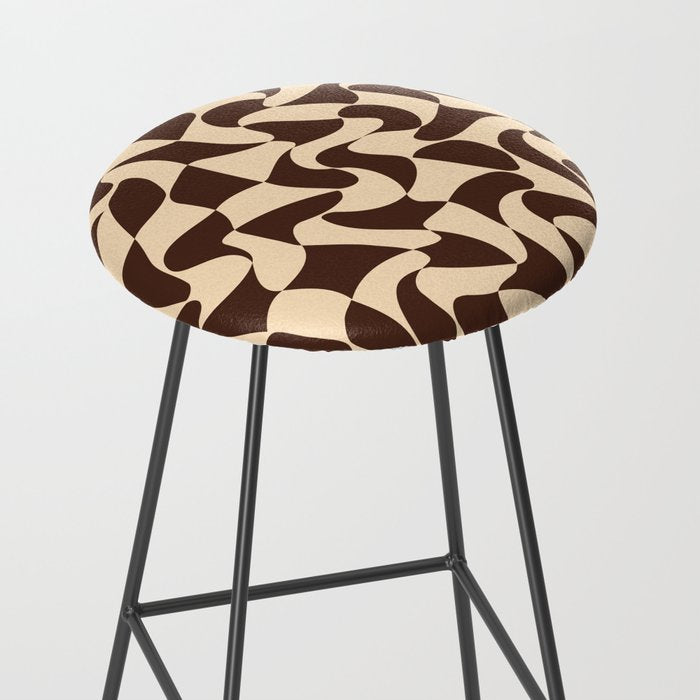 Wavy Checkerboard in Brown & Cream Stool Gallery Image 2