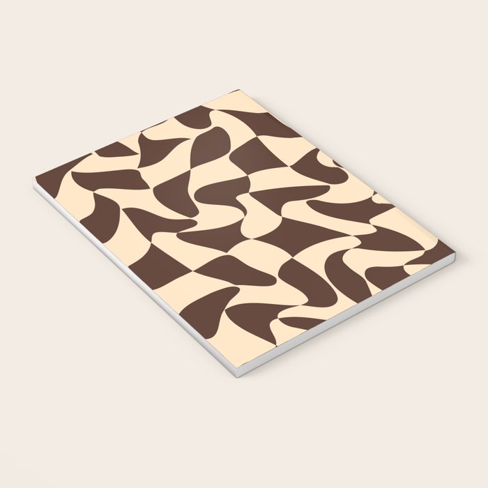 Wavy Checkerboard in Brown & Cream Notebook Gallery Image 3