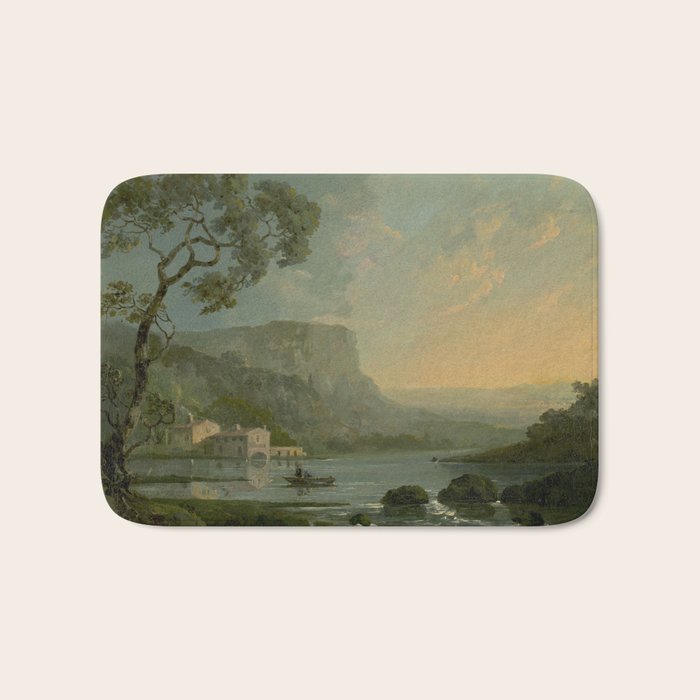 Landscape with Fishermen on a Lake by William Hodges Bath Mat Gallery Image 1