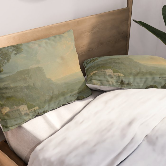 Landscape with Fishermen on a Lake by William Hodges Pillow Sham Gallery Image 2