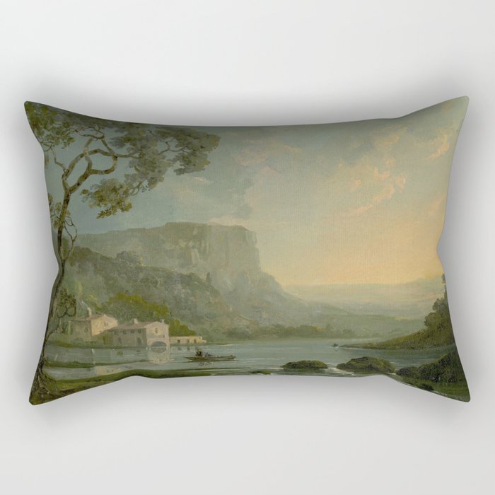 Landscape with Fishermen on a Lake by William Hodges Rectangular Pillow Gallery Image 2
