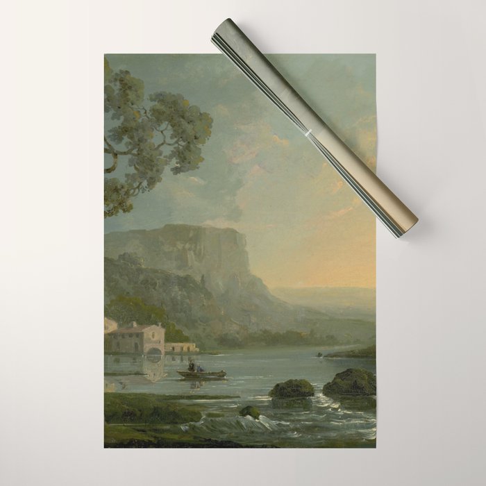 Landscape with Fishermen on a Lake by William Hodges Wrapping Paper Gallery Image 1
