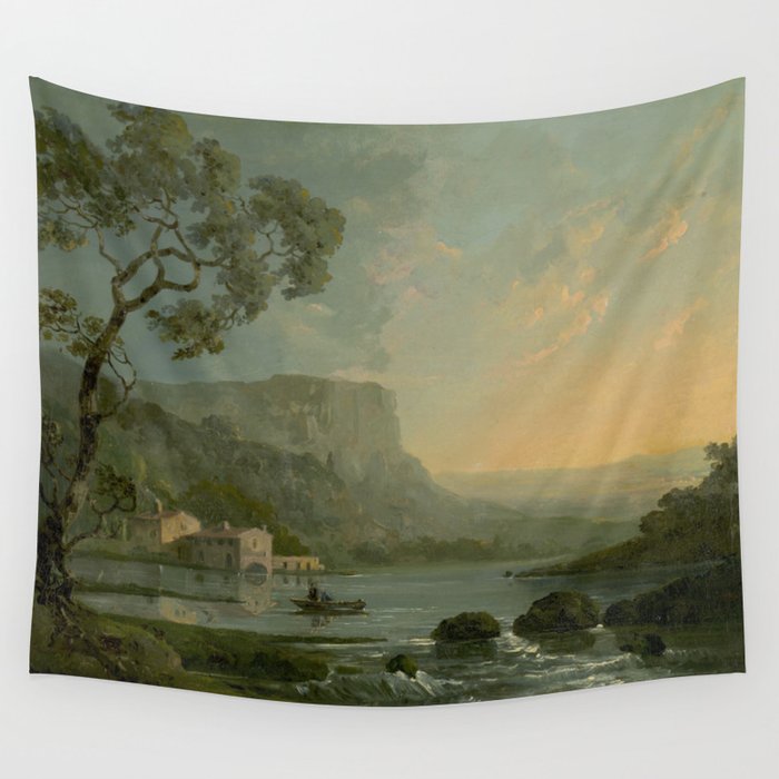 Landscape with Fishermen on a Lake by William Hodges Wall Tapestry Gallery Image 1