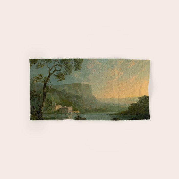 Landscape with Fishermen on a Lake by William Hodges Bath Towel Gallery Image 1