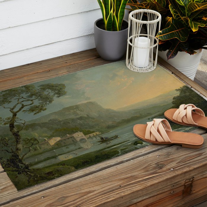 Landscape with Fishermen on a Lake by William Hodges Outdoor Rug Gallery Image 2