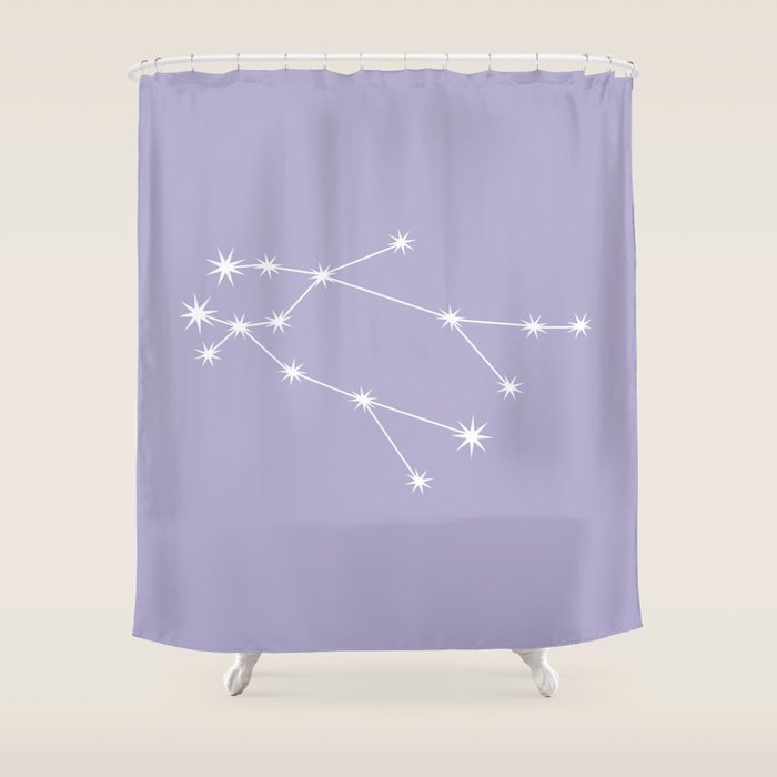Gemini Zodiac Star Constellation Line Art Pastel Lavender Shower Curtain Gallery Image 1