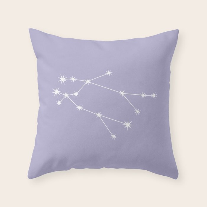 Gemini Zodiac Star Constellation Line Art Pastel Lavender Throw Pillow Gallery Image 1