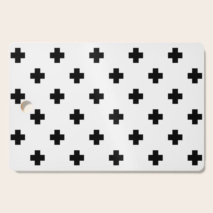 Black and White Swiss Cross Pattern Cutting Board Gallery Image 1