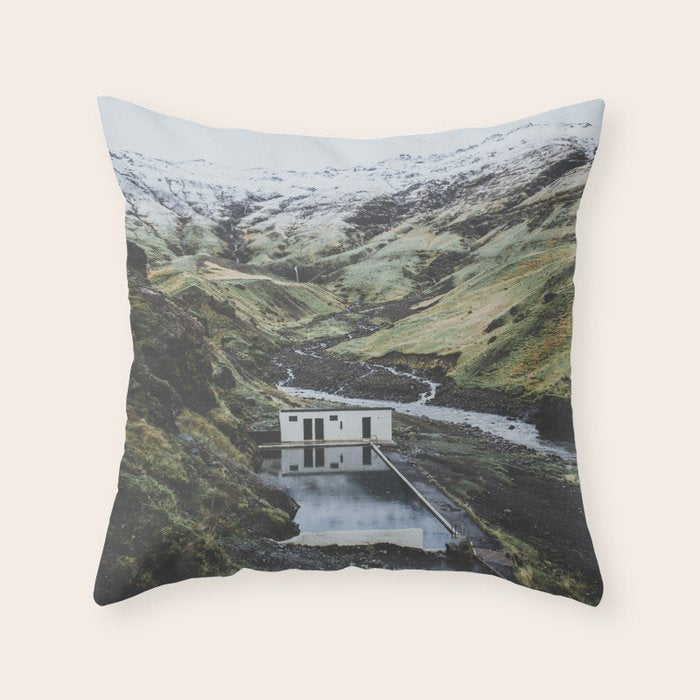 Seljavallalaug, Iceland Throw Pillow Gallery Image 1