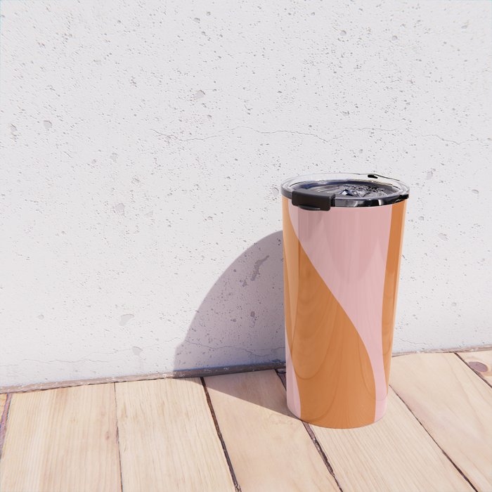 Soft and Groovy Pink and Orange  Travel Mug Gallery Image 4