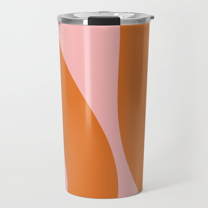 Soft and Groovy Pink and Orange  Travel Mug Gallery Image 1