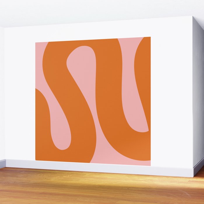 Soft and Groovy Pink and Orange  Wall Mural Gallery Image 2