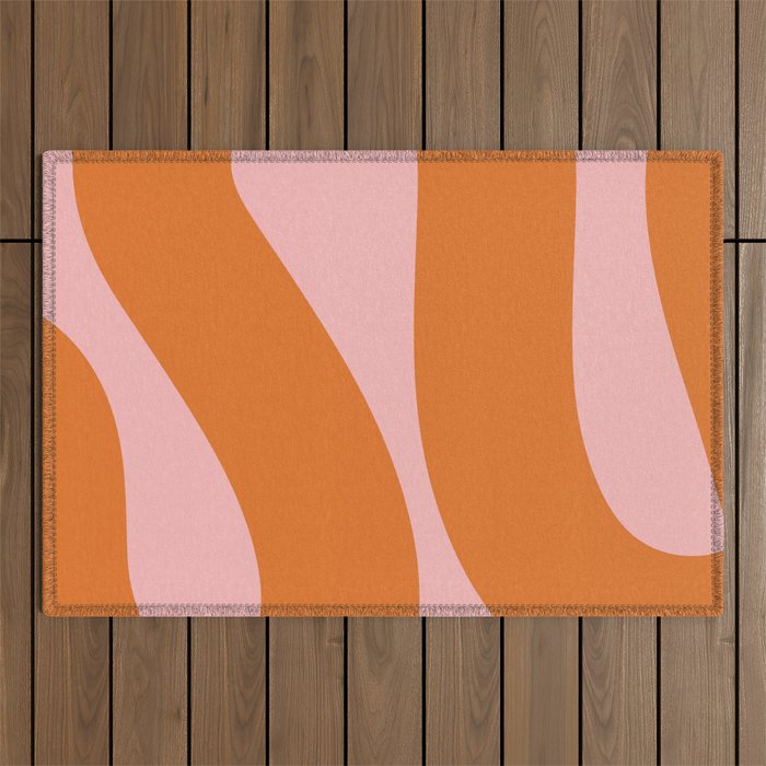 Soft and Groovy Pink and Orange  Outdoor Rug Gallery Image 1