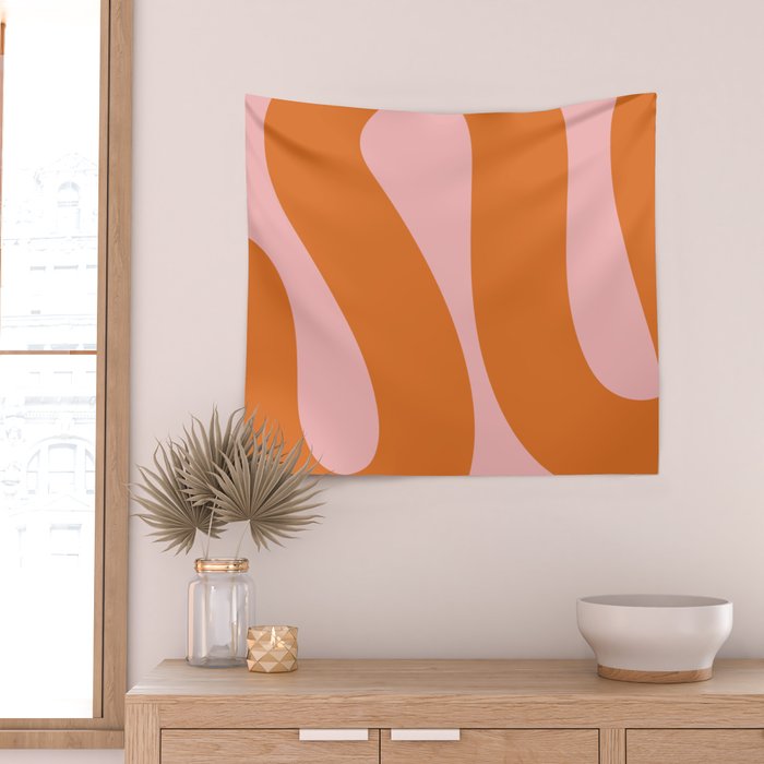 Soft and Groovy Pink and Orange  Wall Tapestry Gallery Image 2