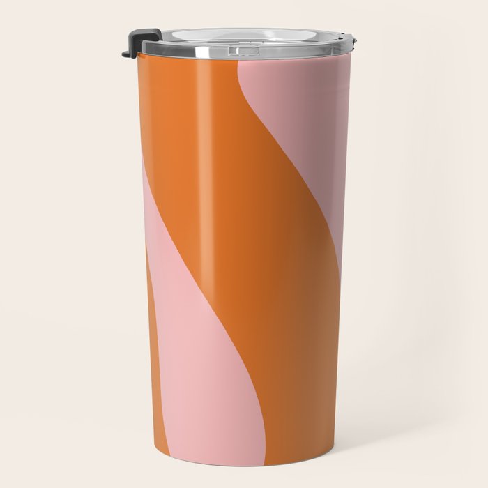 Soft and Groovy Pink and Orange  Travel Mug Gallery Image 3