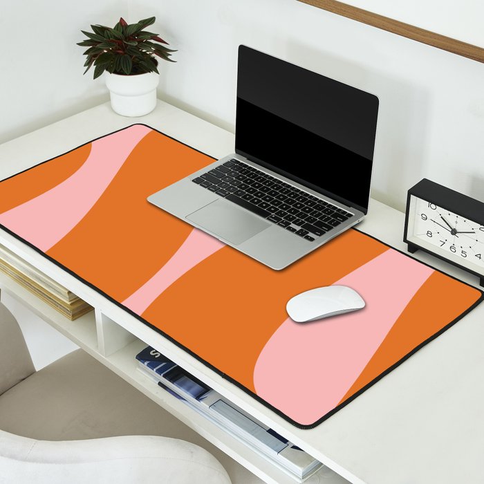 Soft and Groovy Pink and Orange  Desk Mat Gallery Image 2