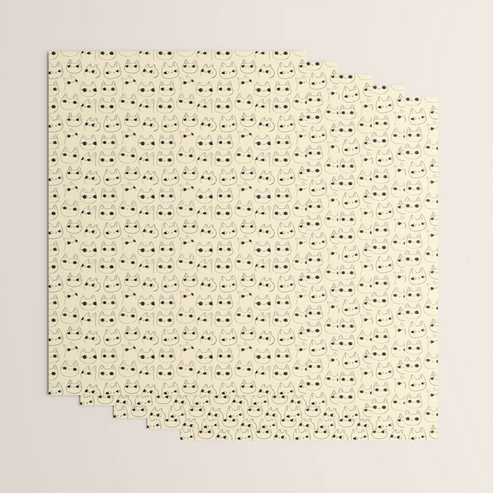 Cute Kawaii Cat Face Doodle Sketch Drawings Wrapping Paper Gallery Image 3