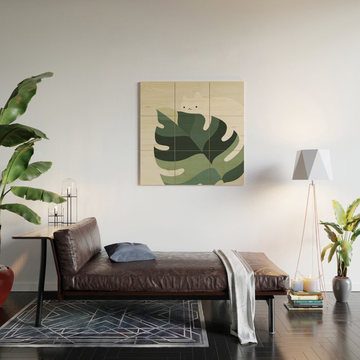 Cat and Plant 12A Wood Wall Art Gallery Image 2