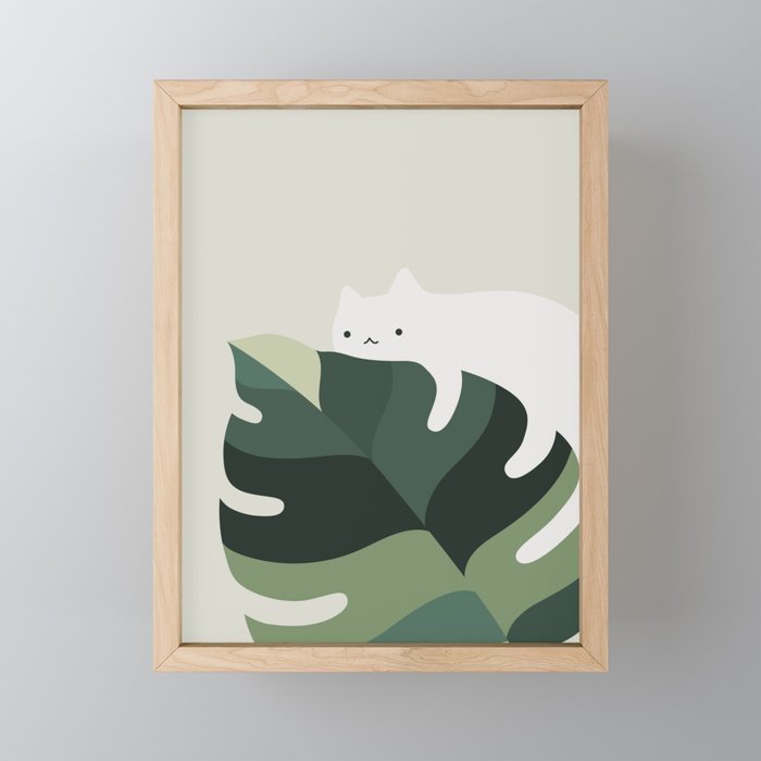 Cat and Plant 12A Mini Art Print Gallery Image 1