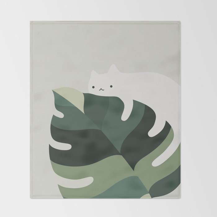 Cat and Plant 12A Throw Blanket Gallery Image 2