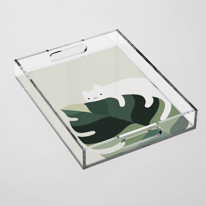 Cat and Plant 12A Acrylic Tray Gallery Image 1