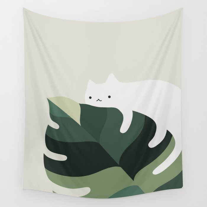 Cat and Plant 12A Wall Tapestry Gallery Image 4