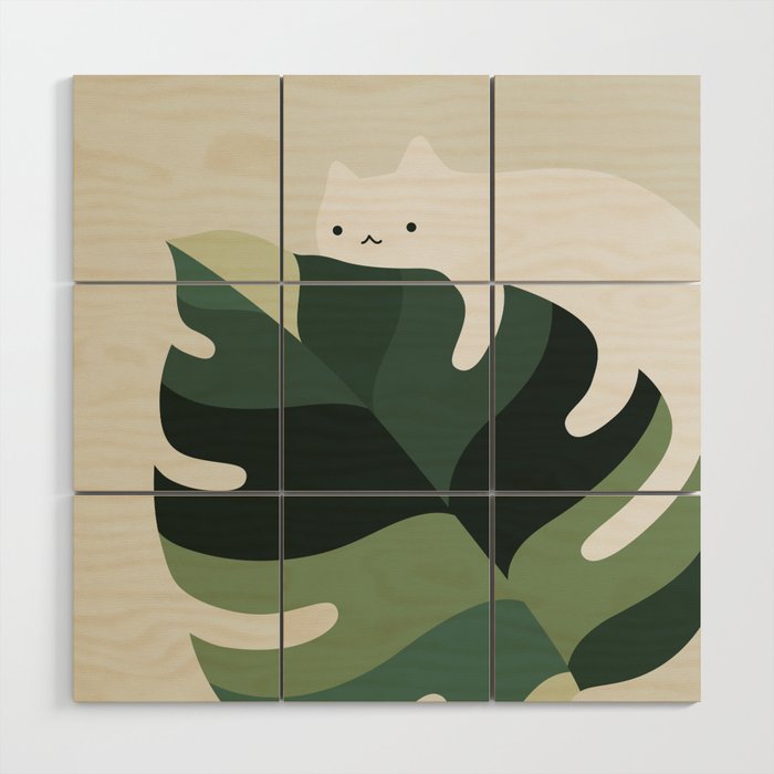 Cat and Plant 12A Wood Wall Art Gallery Image 1