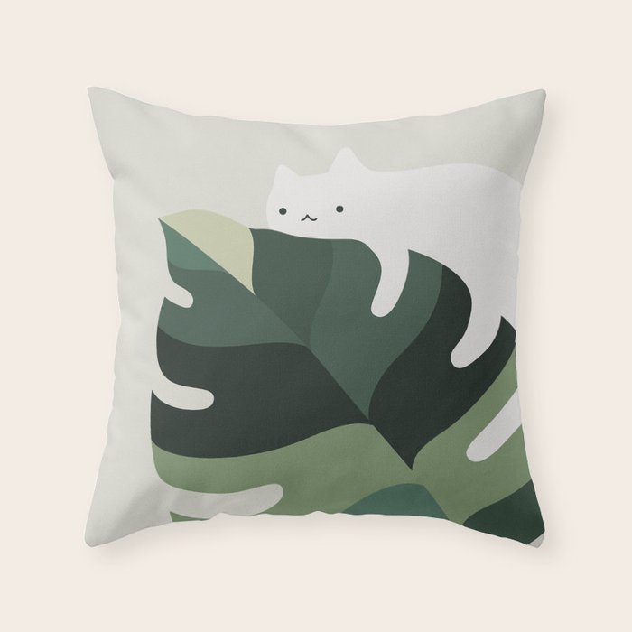 Cat and Plant 12A Throw Pillow Gallery Image 6