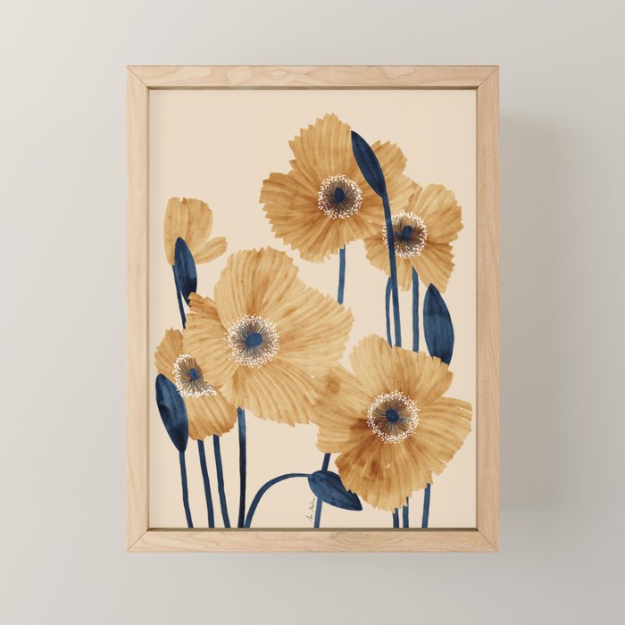 Poppies flowers watercolor Mini Art Print Gallery Image 1