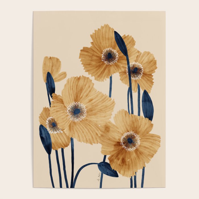 Poppies flowers watercolor Poster Gallery Image 4
