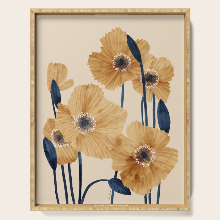 Poppies flowers watercolor Serving Tray Gallery Image 1