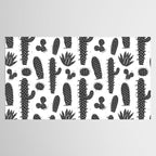 Retro black and white cactus plant pattern Tablecloth Gallery Image 2
