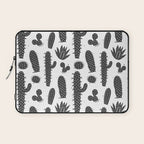Retro black and white cactus plant pattern Laptop Sleeve Gallery Image 1