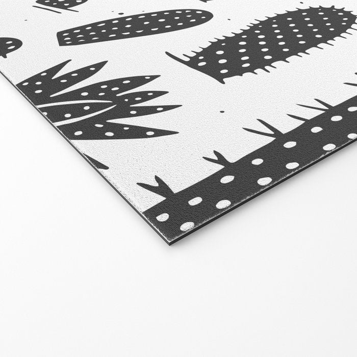 Retro black and white cactus plant pattern Welcome Mat Gallery Image 2