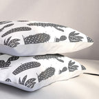 Retro black and white cactus plant pattern Pillow Sham Gallery Image 3
