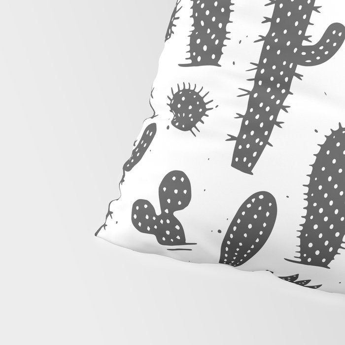 Retro black and white cactus plant pattern Pillow Sham Gallery Image 4