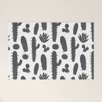 Retro black and white cactus plant pattern Welcome Mat Gallery Image 1